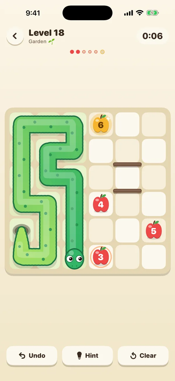 Noodle mid-puzzle on a garden board