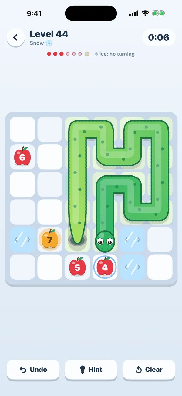 A snow world level with ice tiles